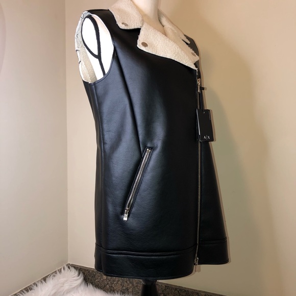 NWT Armani A/X Faux Shearling Moto Vest - Picture 6 of 11